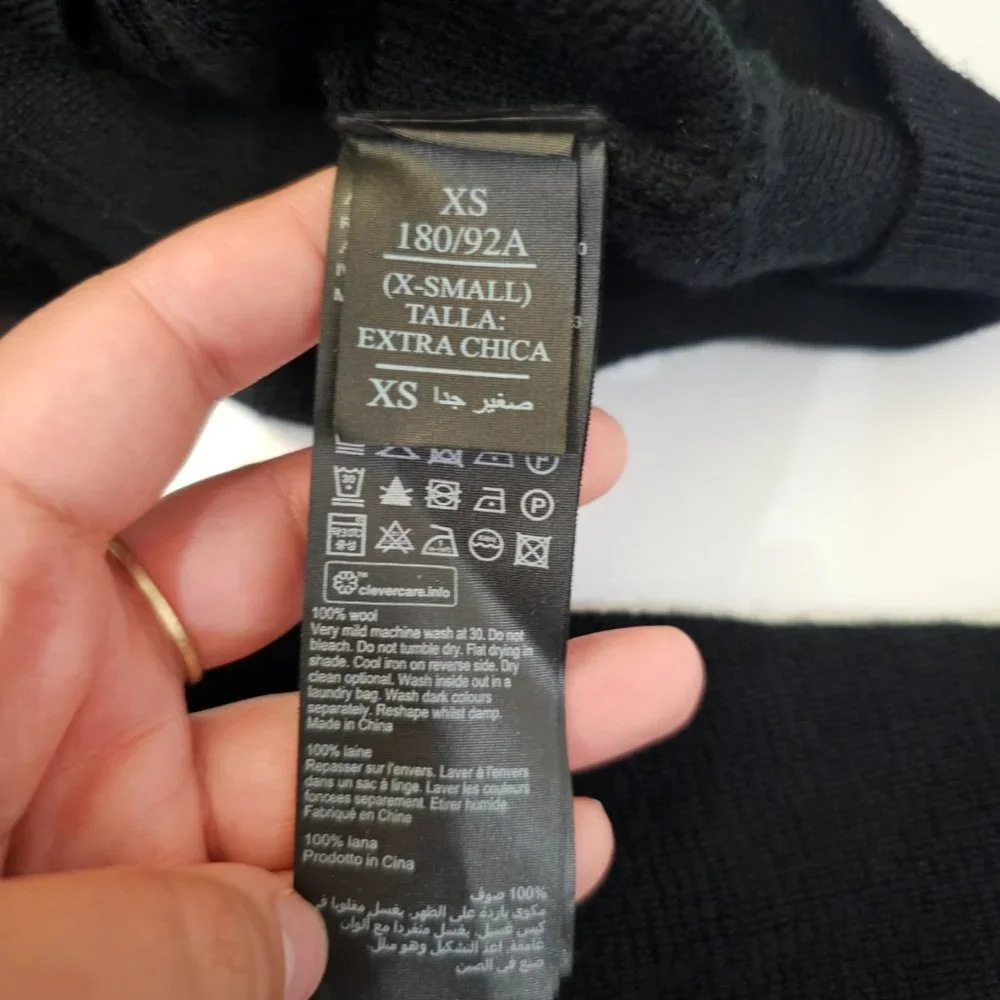 AllSaints Men's Black Ivar 100% Merino Long Sleeve Hoodie size XS - Picture 10 of 16